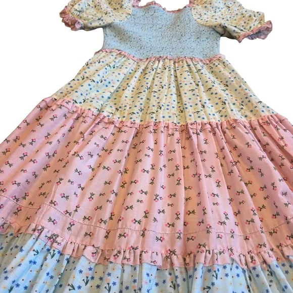 Ivy City Co Pastel Blue and Pink Tiered Midi Dress NWOT - Picture 11 of 14